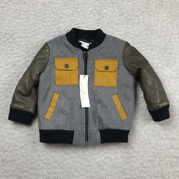 NWT Little Marc Jacobs Leather & Wool Teddy Bomber